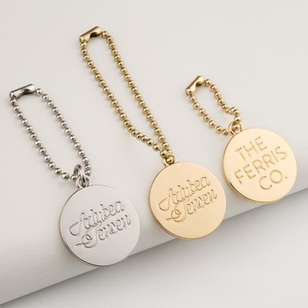 Custom Logo Metal Hanging For Handbag Metal Logo Round Metal Tags Gunmetal Engraved
