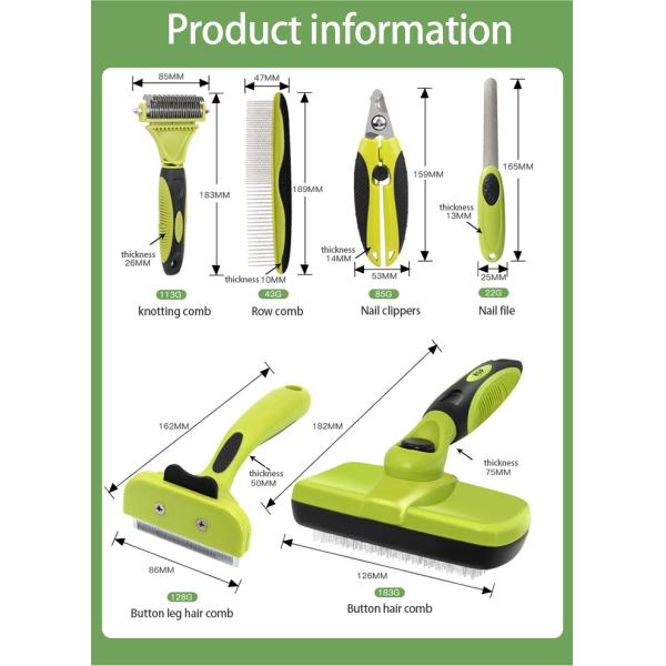 Customized Dog Brush Set Pet Cleaning Kit 6 In 1 Pet Grooming Tool