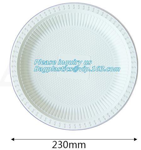 Round 11 inch 4 compartment disposable corn starch plates,3 compartments disposable corn starch plates, corn starch pack