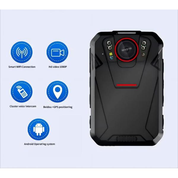 4G Wifi Bodycam Law Enforcement Recorder 2.4inch Touch LCD Display Battery 2500 Mah With SOS LED Red And Blue LED