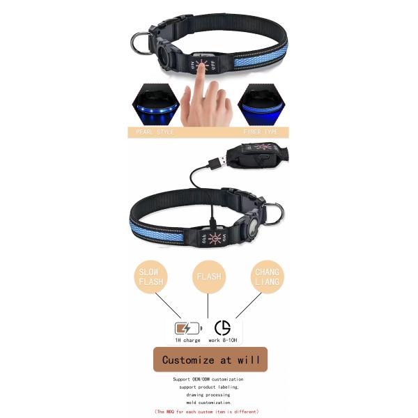 Soft Comfortable Advantage Custom Led Dog Collar with Tracker Case Waterproof Light