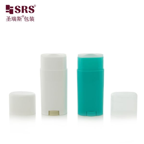 D041 40ml Oval Shape Injection Custom Color Glossy Plastic Sunscreen Stick Container