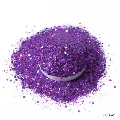 PET Hexagonal Laser Chunky Glitter Mix Powder For Holiday Decoration Nails