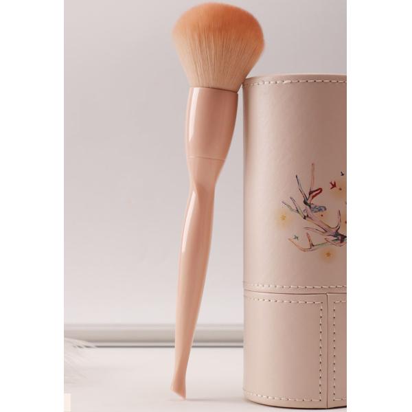 Nylon Fiber Face Foundation Brush , Compact Powder Brush Gray Straight Design