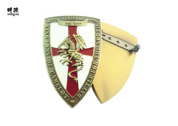 Shirt Souvenir Emblem Name Badge / Pin Badges Zinc Alloy With Bronze Color