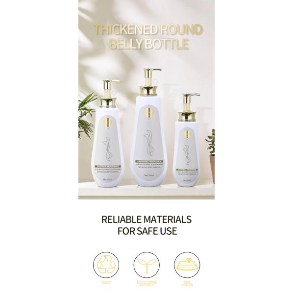 Luxury 300ml 500ml 700ml PET White Pink Unit Popular Customize Logo Gold Pump Plastic Shampoo Bottle