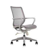 Cadeira de escritório giratória de tecido cinza em forma de almofada de espuma ergonômica com rodas