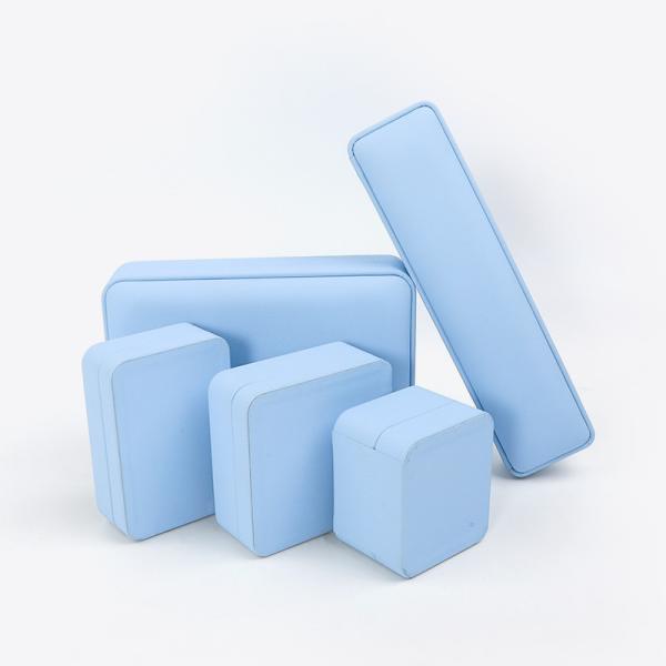 Light Blue Leather Jewelry Box for Big Jewelry Set Necklace Bracelet Earrings Ring Packaging