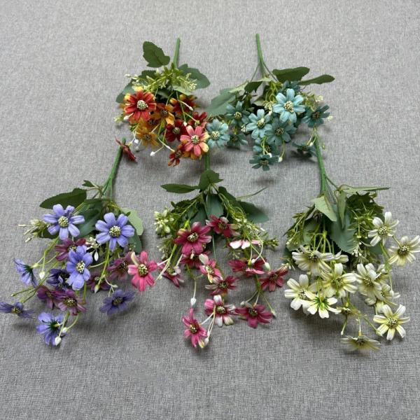 Simulated 15 head coating happy chrysanthemum small handle bundle silk flower home hotel wedding photography decoration small chrysanthemum