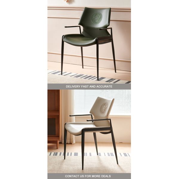 Modern Style Home Furniture Upholstered Leather Dining Chair Metal Frame Black Luxury Restaurant Indoor Hotel Seating