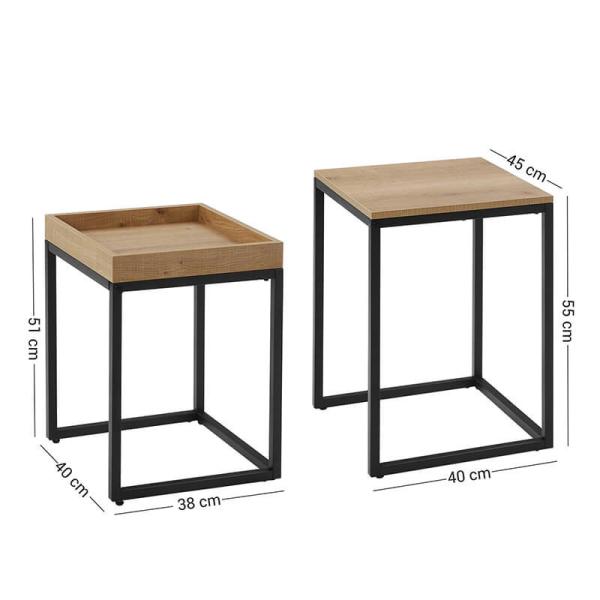 Honey Brown Nesting Coffee Tables, Nesting Tables For Sale, Industrial Coffee Table, XLNT02N