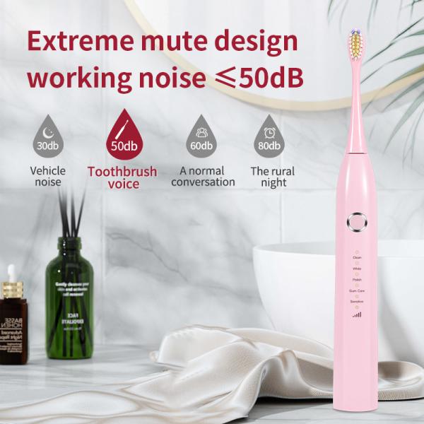 Multifunctional Sonic Smart Electric Toothbrush Pink Color Anti Sliding