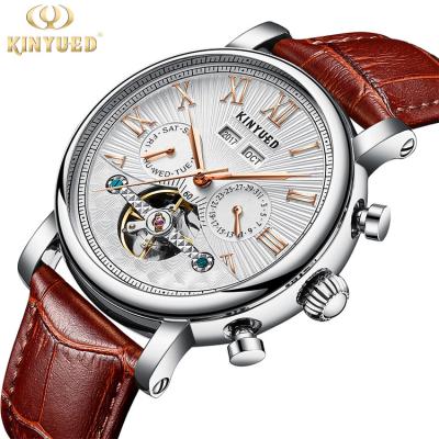 KINYUED J022-3 leather pin buckle 30M waterproof men automatic mechanical watch