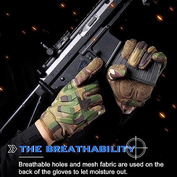 Protective Gear Full Finger Gloves, Motorcycle Tactical Gloves Upgraded Touch Screen Damping Palm Pads Rubber Guard