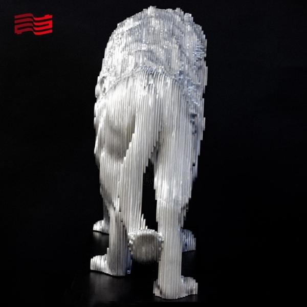 Custom Metal Animal Statues Art Decoration with Large Stainless Steel Lion Sculptures