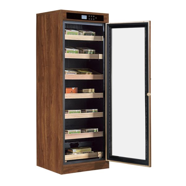Solid Wood Cigar Cooler Humidifier with Smart Digital Control Panel and Adjustable Shelves