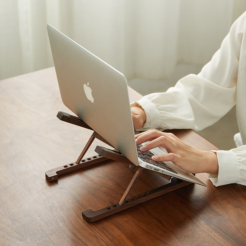Laptop Stand Solid Wood Bracket Desktop Raise Radiator Folding Portable Tablet Bracket for Office Computer Mobile Phone