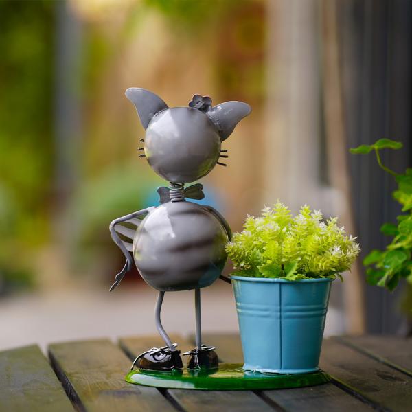 OEM reciclado de Cat Garden Decor do metal do artesanato dos ornamento da jarda do metal