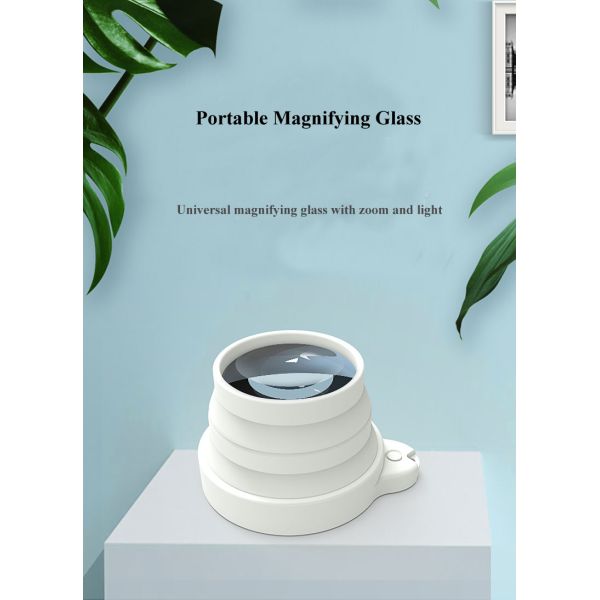 3X K9 Lens Magnifying Glass Dome Lighted Portable Foldable ABS Plastic Desktop with 14 Bright LEDs for Reading