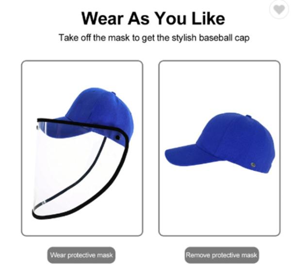 Removable Disposable Face Shield Protective Face Shield Anti Virus Face Mask With Cap