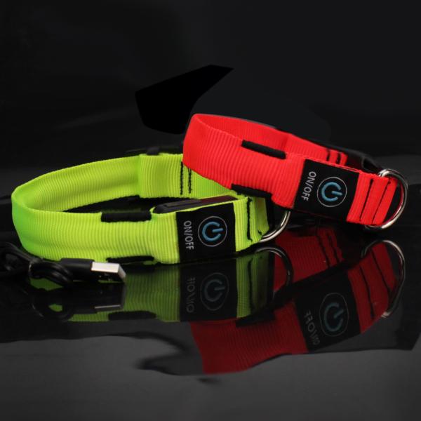 C906 Wholesale Custom Waterproof Adjustable Reflective Nylon Led Usb Rechargeable Dog Collars