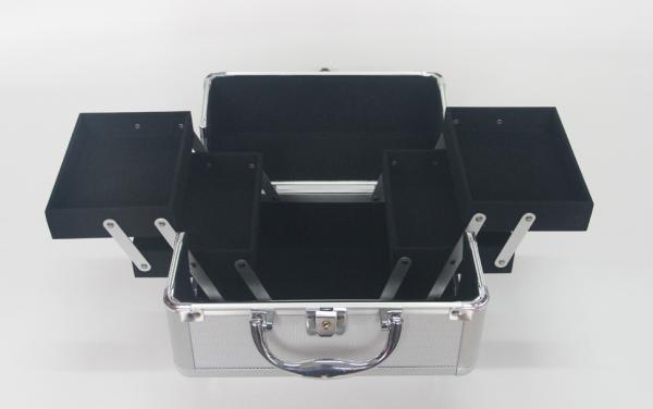 Small Silver Aluminium Cosmetic Case 250 x 170 x 170mm Inside Trays