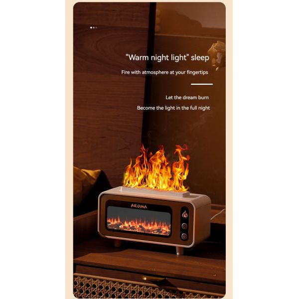 Plastic Material 3D Flame Aroma Diffuser USB Air Humidifier Fireplace Design For Hotel