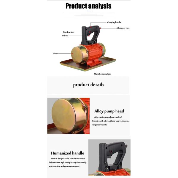 Construction Industry Hand Held Vibrating Concrete Trowel 220V 380V 250W Engine Vibrator Drive Mode 6.5 kg 1mm Amplitude