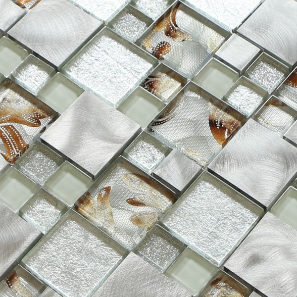 300x300mm glass mosaic wall tile,aluminum mosaic wall tile,white color