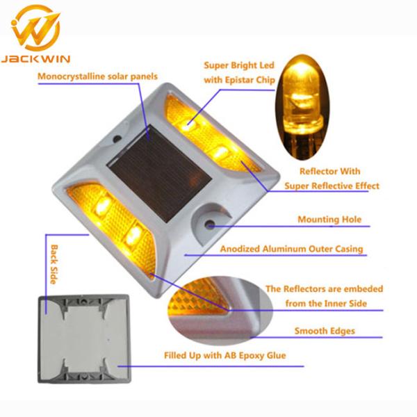 Highway Driveway Brightness Aluminum Plate Solar Powered Road Studs Reflective / Cats Eyes Road Markings