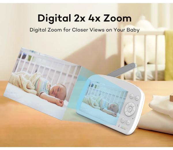 Smart Audio Two Way Baby Monitor 5.5 Inch 4K UHD Screen 4K Video Baby Monitor No WIFI