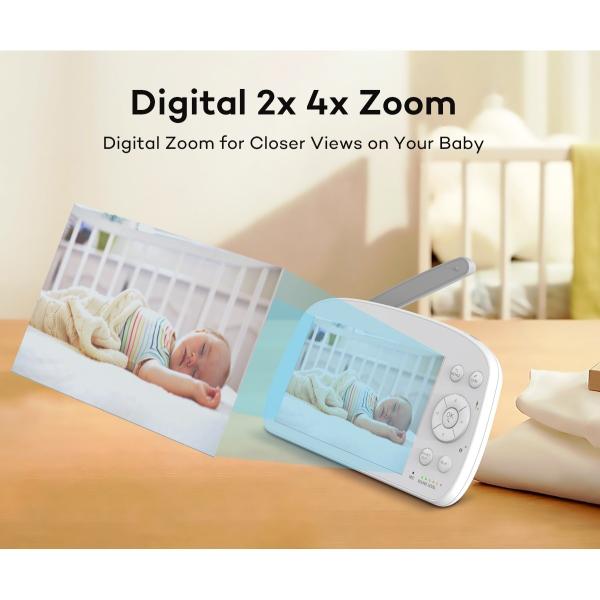 5.5 Inch 4K Baby Monitor with Pan-Tilt Camera & 5000mAh Battery