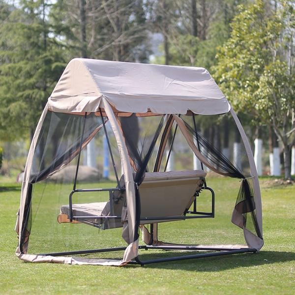 Outdoor Furniture Patio Swing Chair with Mosquito Netting and Canopy Hanging Swing Set
