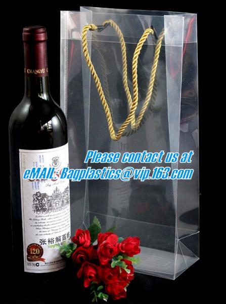 PVC Ice Bag, Wine Beer Gift Bags, Wine Bag, Drink Ice Bags, Portable Wine Bags Gel Ice Pack PVC Wine Cooler Bag With Han