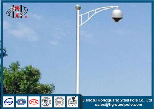 Professional Polygonal Galvanized CCTV Camera Pole Single Arm
