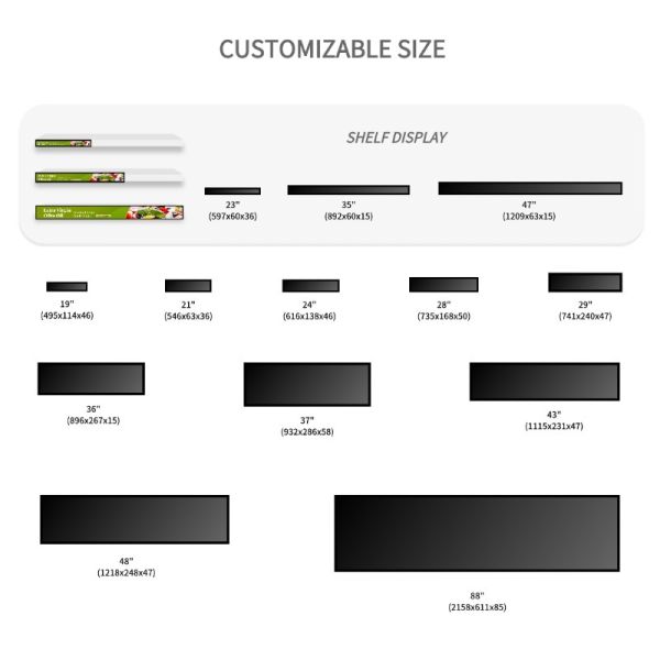 19 23.1 24 35 36 48 Inch Ultra Wide Monitor Wall Mount Stretched bar LCD Android Stretched bar LCD Digital Signage