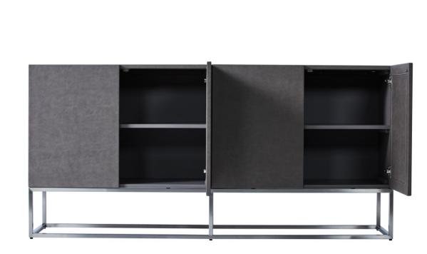 Grey Veneered Panels Hotel Room Dresser With Metal Base