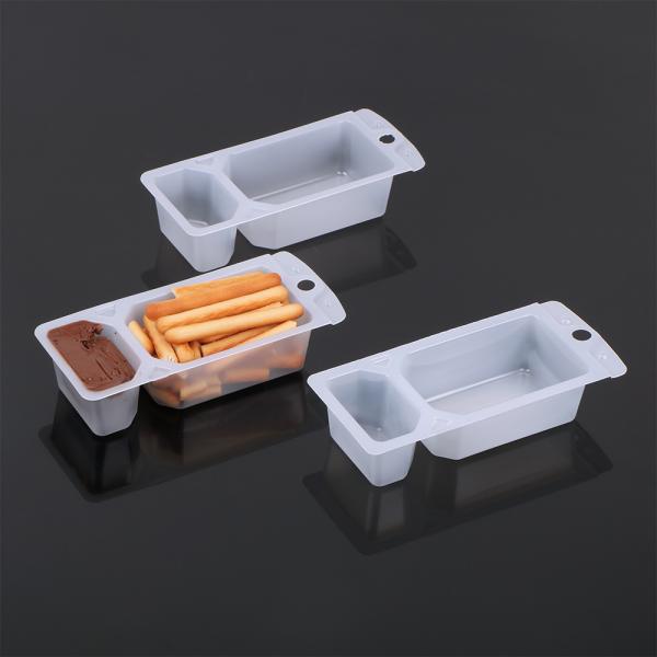 Hengmaster Disposable Coconut Spread &Pretzels Two Caompartment Tray Chocolate Biscuit Blister Plastic Tray Packaging