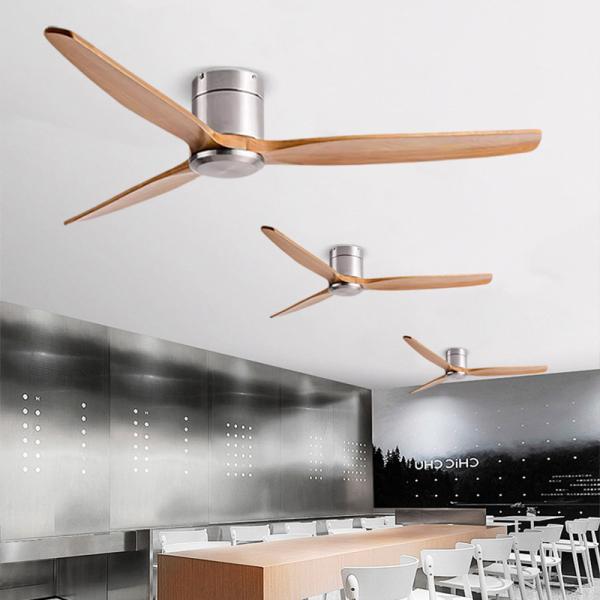 Ventilateur de plafond intelligent monté à distance 3 lames en bois