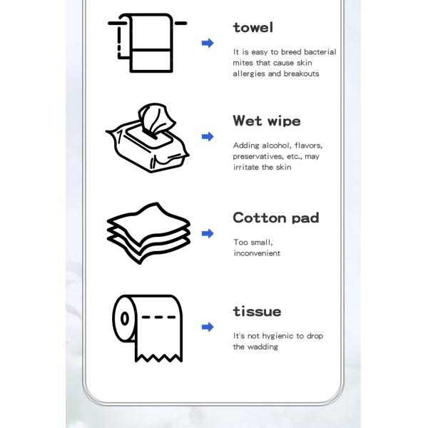 Toalla facial desechable de algodón no tejido 50gsm-120gsm, paños faciales desechables en seco