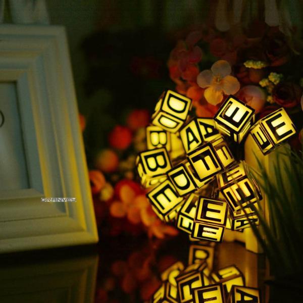 Creative Letter Solar Powered Outdoor Christmas String Lights Waterproof Plastic Material
