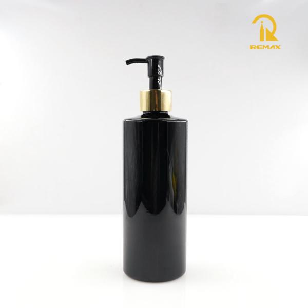 450ml Black PET Pump Bottle – For Shampoo & Body Wash, Elegant Flat Shoulder Design
