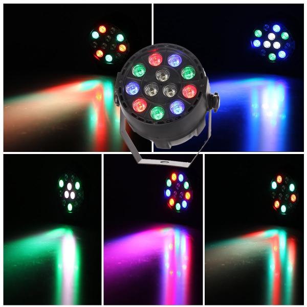 12PCS 1W RGBW 3in1 RGB Mini LED Par Light With Black Plastic Body 50 - 60Hz