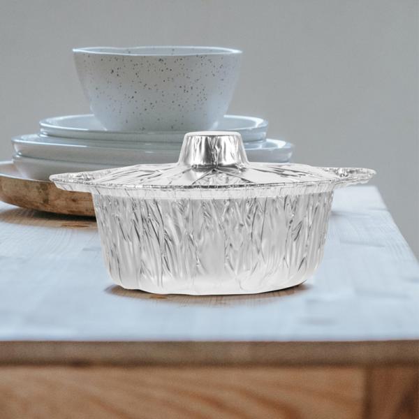 1100Ml 6Pcs Round Tinfoil Pots for Baking Aluminum Foil Pie Pans Lids Disposable Tin Pot