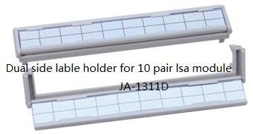 Plastic hinged label holder for krone type LSA module 10 pairs