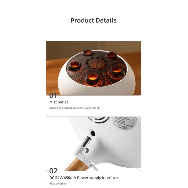 3D Simulated Flame Aromatherapy Diffuser with 250ml Capacity and Ultrasonic Technology