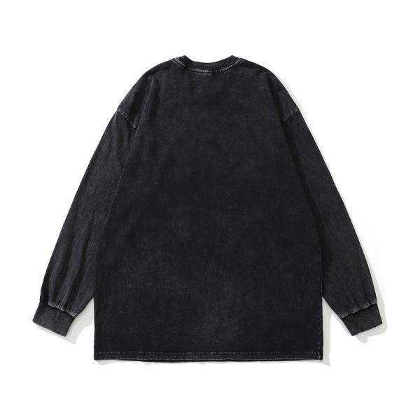 250Grams Washed Long-Sleeved Men's Sweater Retro Hip Hop Round Neck Sweater Fabric