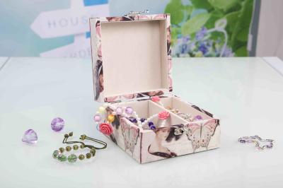L13*W13*H7CM Modern Wood Furniture Fabric Covered Jewelry Box For Wedding Party