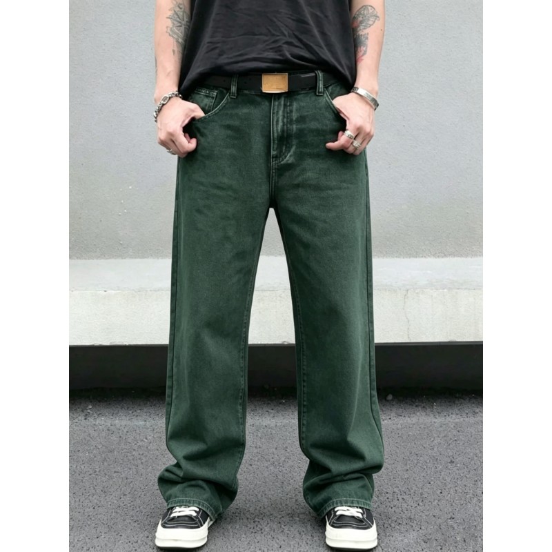 Custom High Quality Men's Baggy Jeans Washed Vintage Nylon Cotton Brand Logo Casual Streetwear Denim Jeans