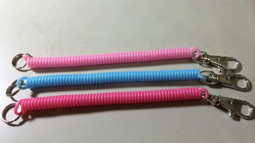 Custom Pantone Colors Spiral Coil Key Chains w/Metal Snap Clip and 12mm Split Ring
